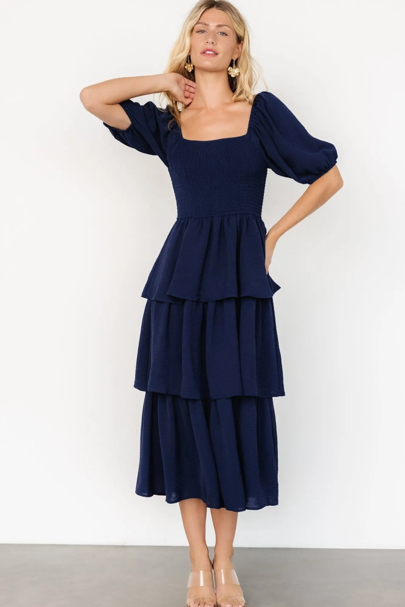 Baltic Born Ashbourne Tiered Dress | Midnight Blue