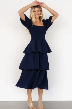 Baltic Born Ashbourne Tiered Dress | Midnight Blue