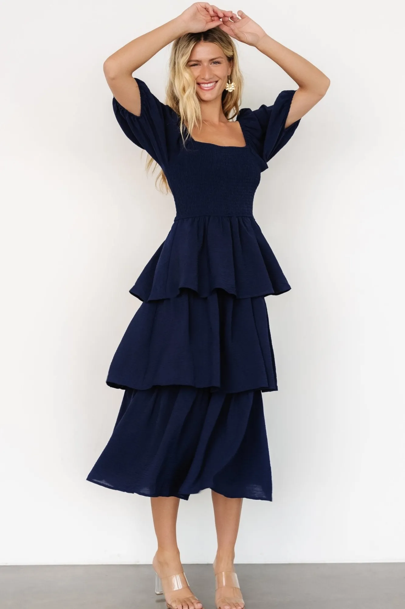 Baltic Born Ashbourne Tiered Dress | Midnight Blue