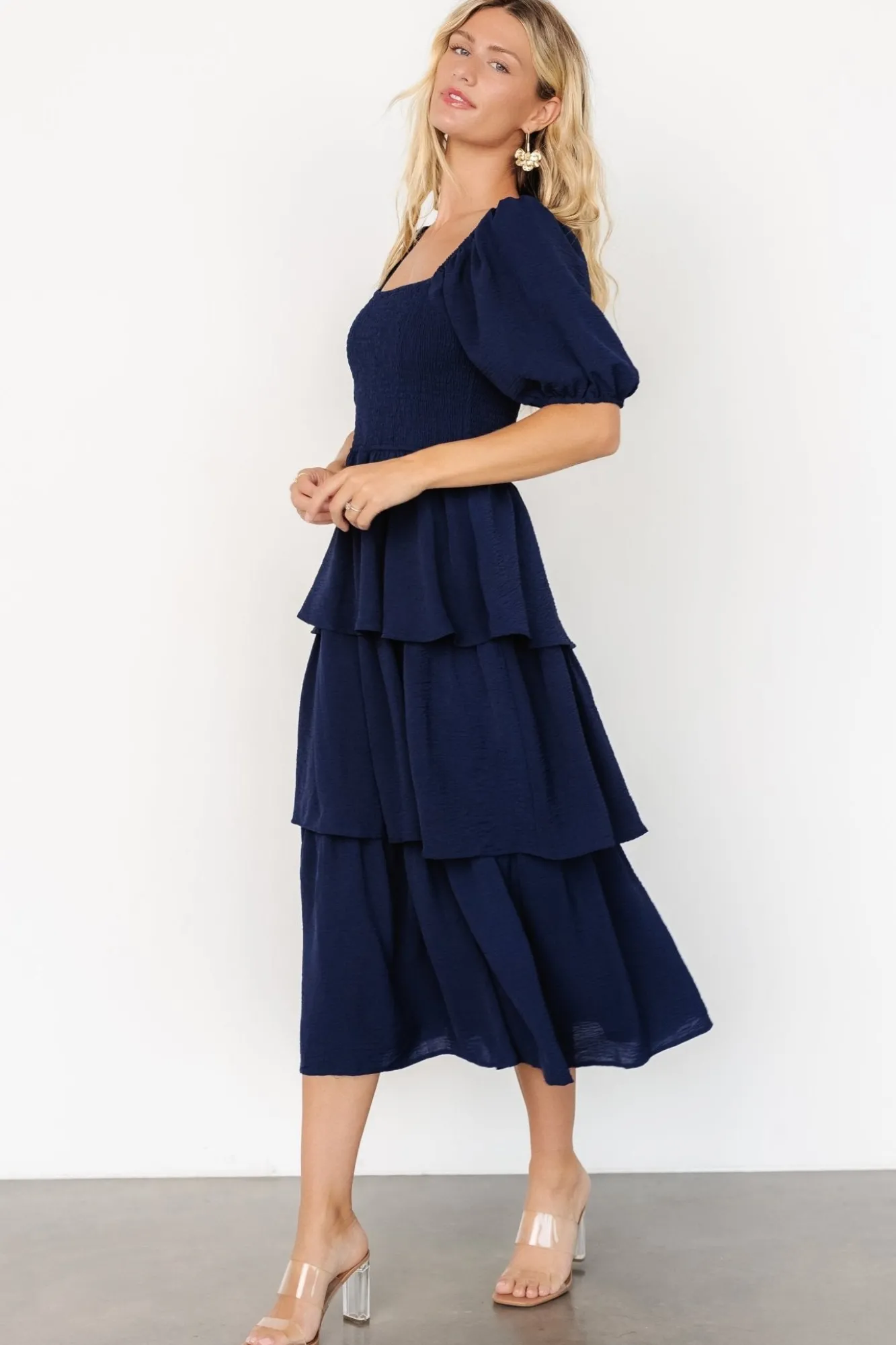 Baltic Born Ashbourne Tiered Dress | Midnight Blue