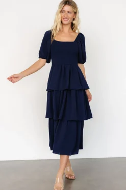 Baltic Born Ashbourne Tiered Dress | Midnight Blue