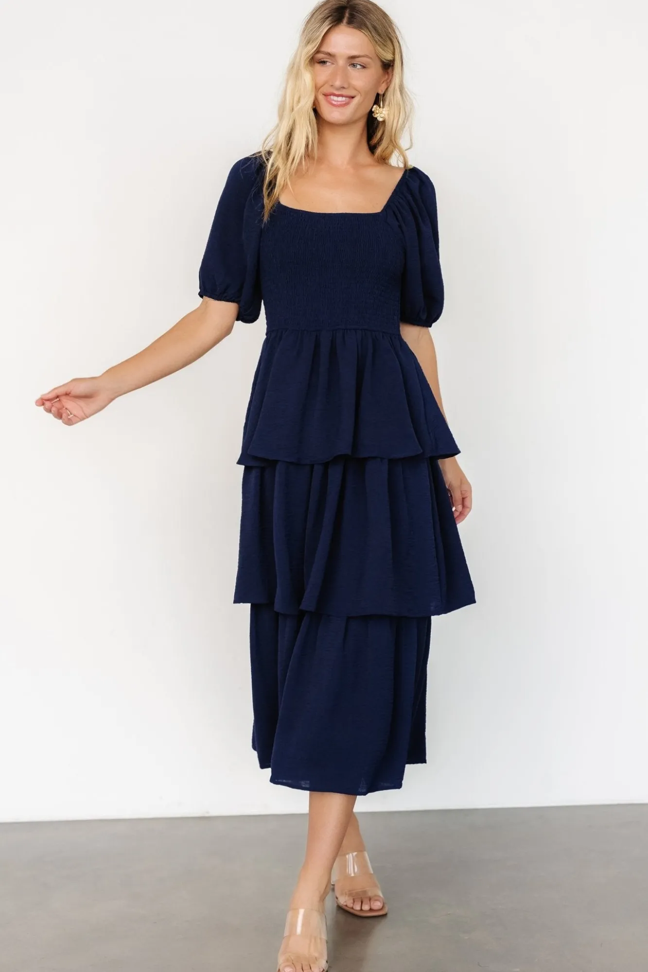Baltic Born Ashbourne Tiered Dress | Midnight Blue