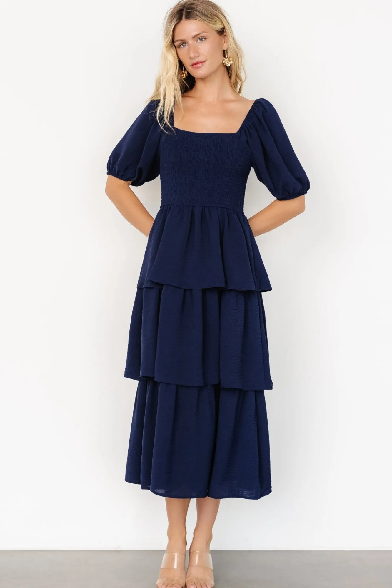 Baltic Born Ashbourne Tiered Dress | Midnight Blue