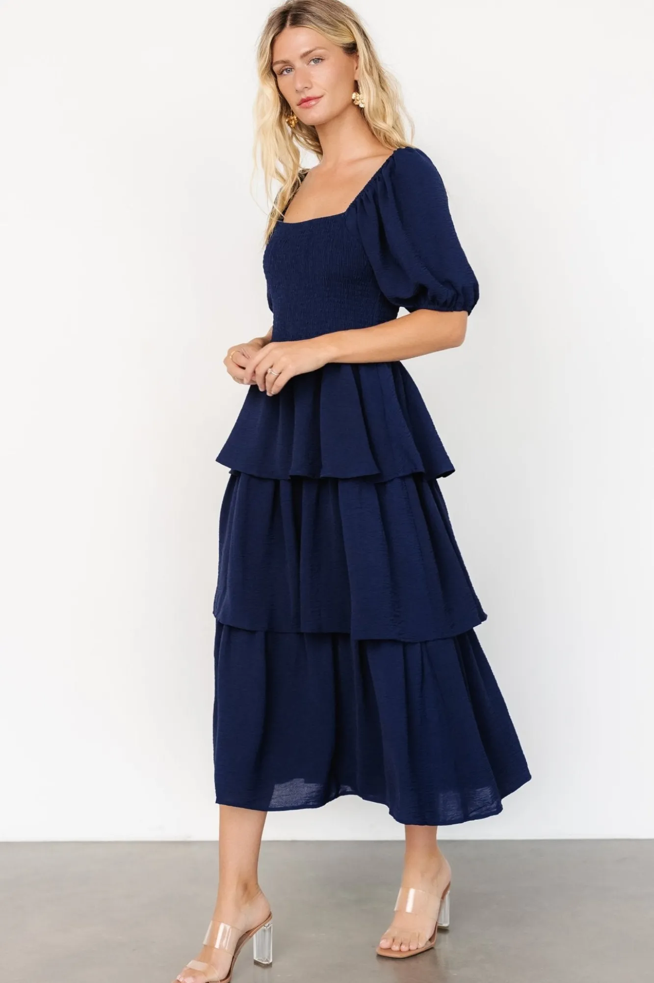 Baltic Born Ashbourne Tiered Dress | Midnight Blue