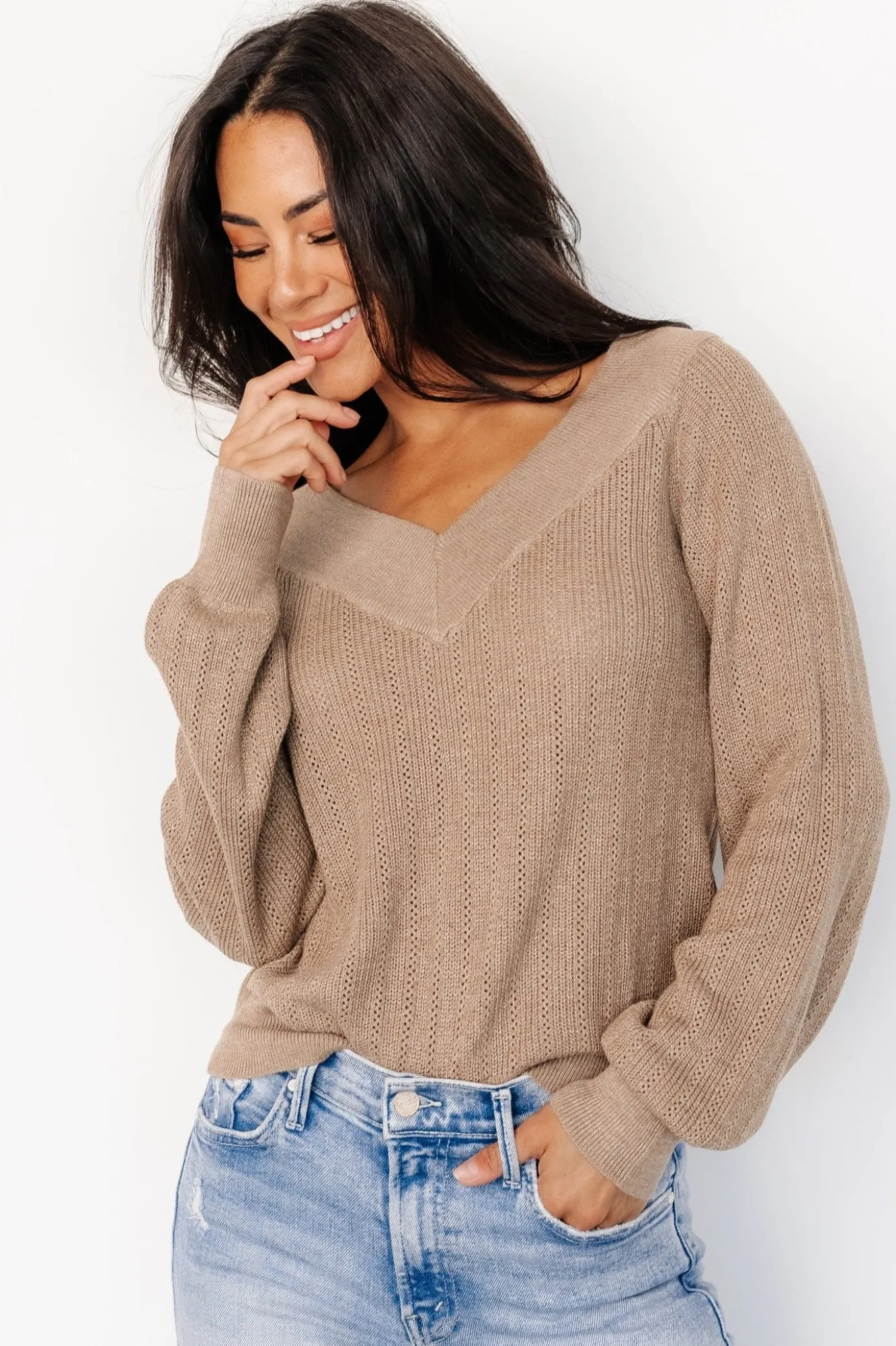 Baltic Born Ashby V Neck Sweater Top |