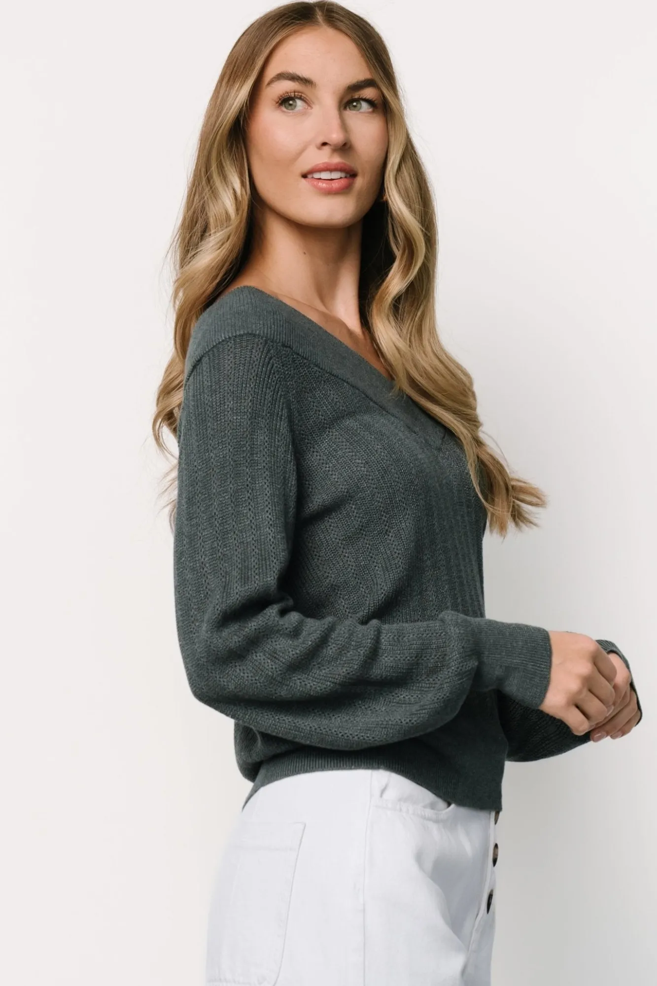 Baltic Born Ashby V Neck Sweater Top |