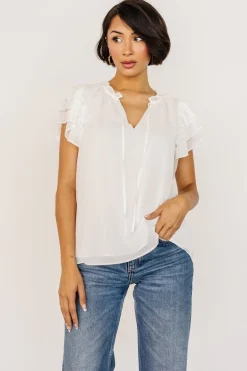 Baltic Born Asher Ruffle Sleeve Top | Off White