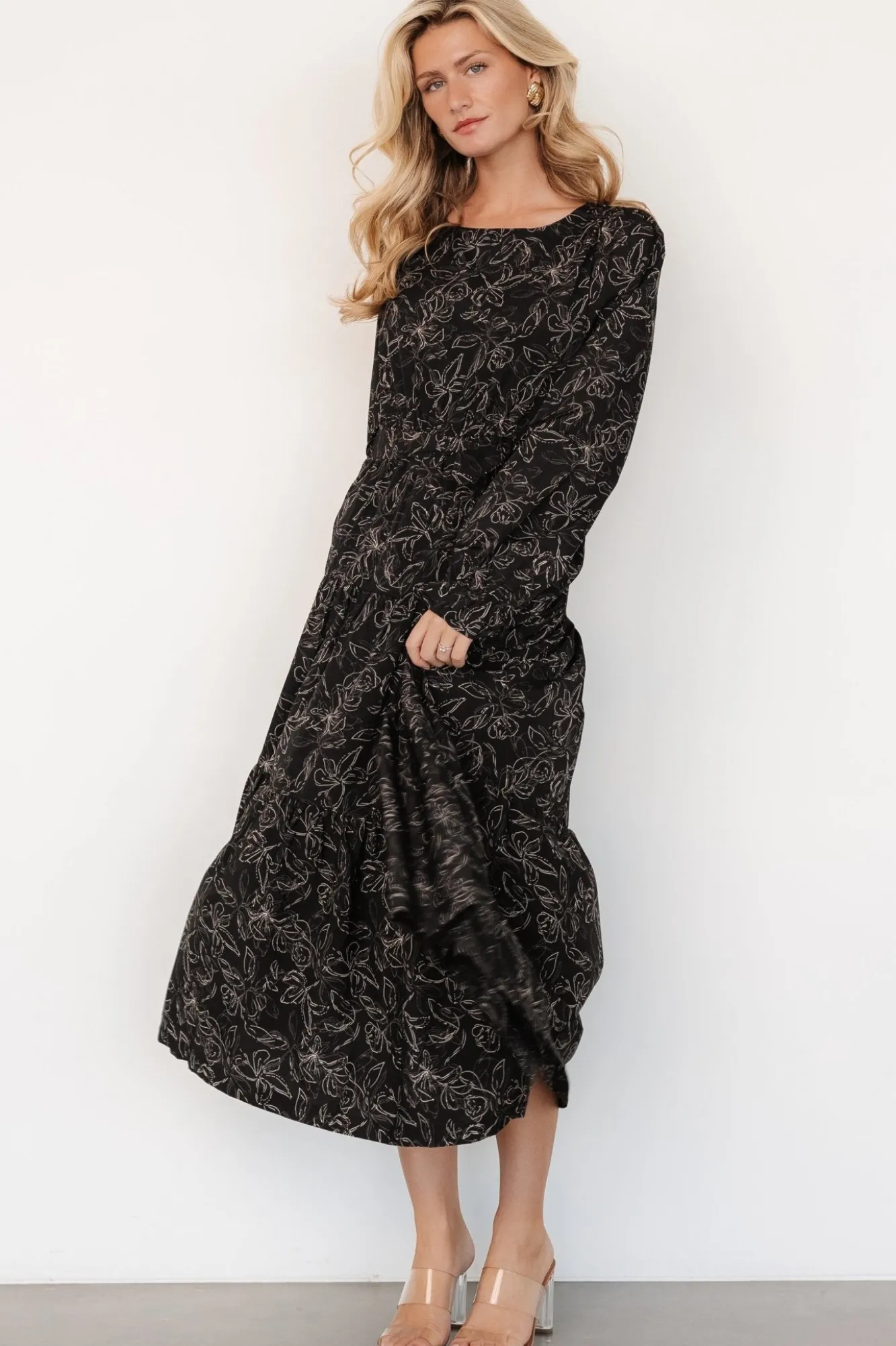 Baltic Born Ashlyn Long Sleeve Dress | Black Print
