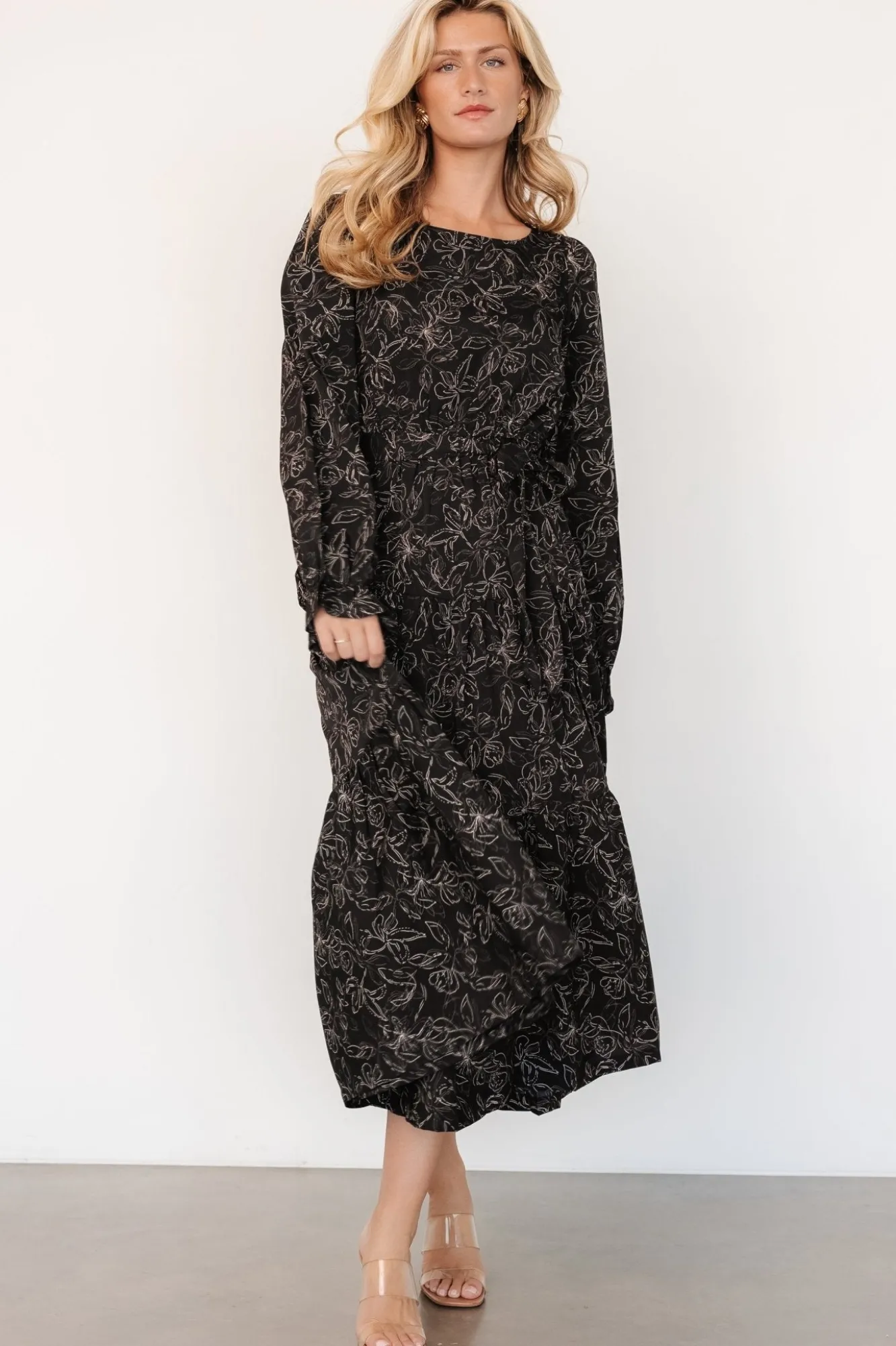 Baltic Born Ashlyn Long Sleeve Dress | Black Print