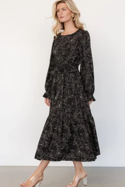 Baltic Born Ashlyn Long Sleeve Dress | Black Print