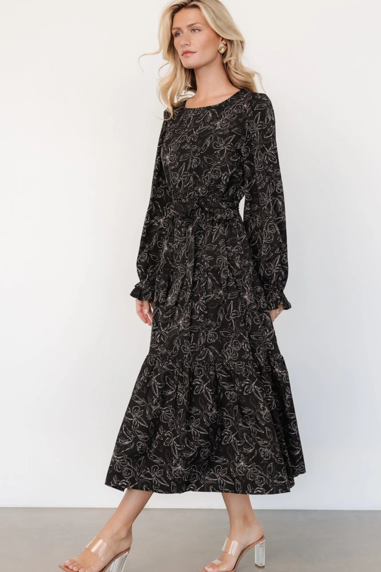 Baltic Born Ashlyn Long Sleeve Dress | Black Print