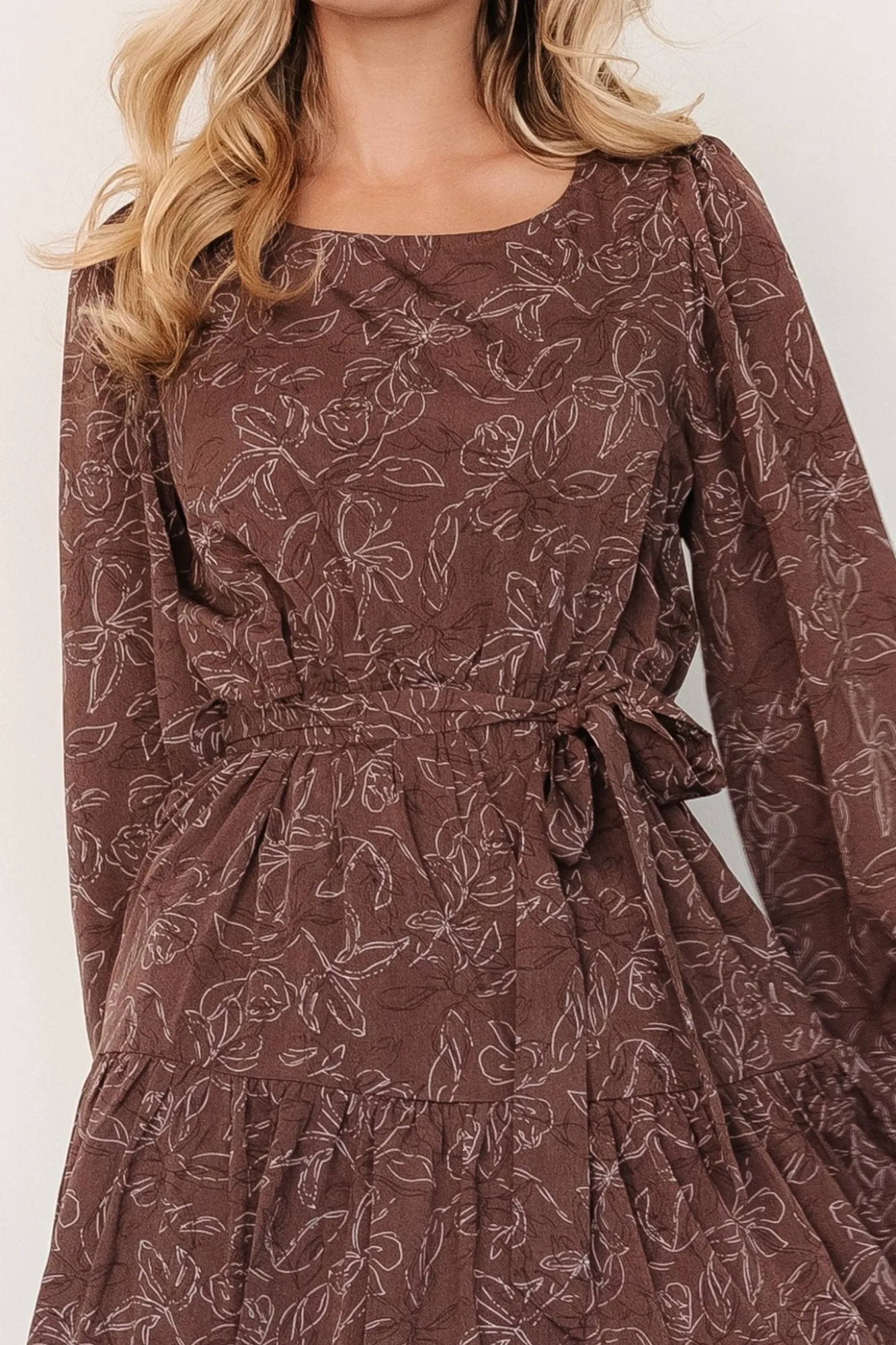Baltic Born Ashlyn Long Sleeve Dress | Brown Print