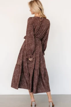 Baltic Born Ashlyn Long Sleeve Dress | Brown Print