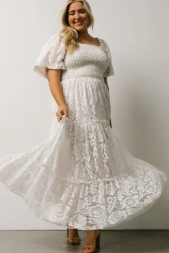 Baltic Born Aspen Smocked Lace Maxi Dress | Off White