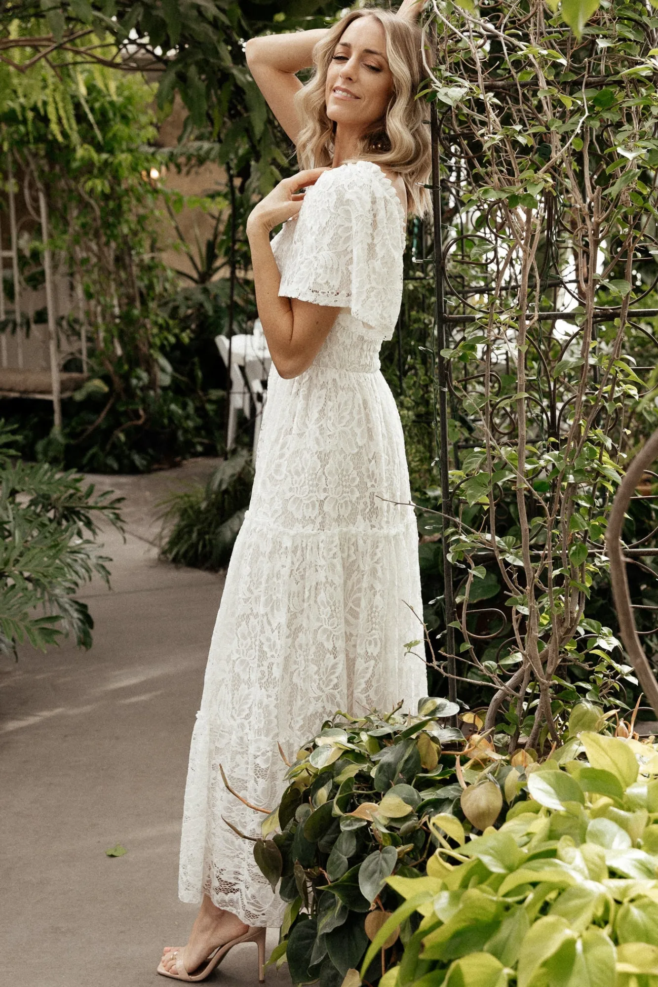 Baltic Born Aspen Smocked Lace Maxi Dress | Off White