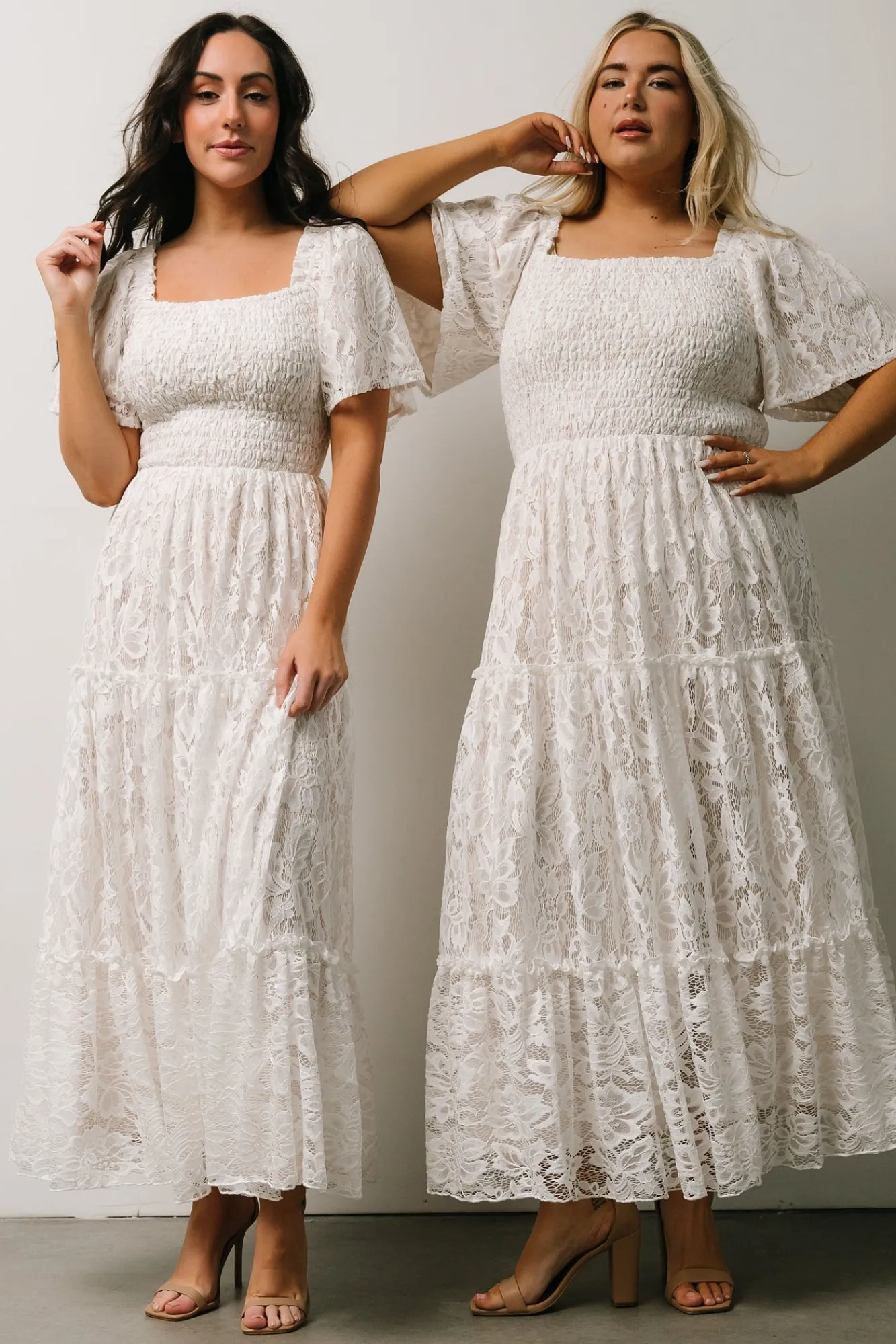 Baltic Born Aspen Smocked Lace Maxi Dress | Off White