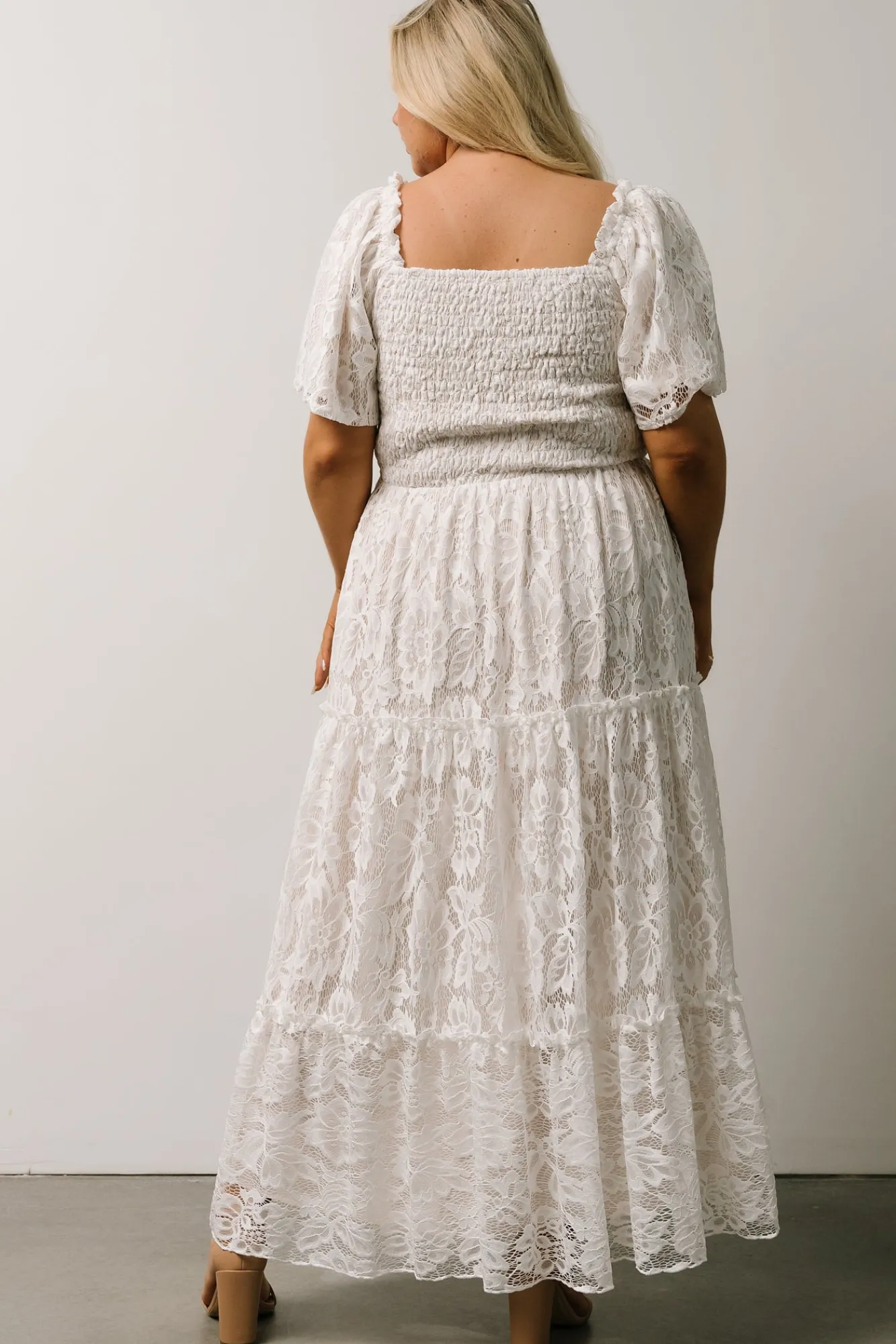 Baltic Born Aspen Smocked Lace Maxi Dress | Off White