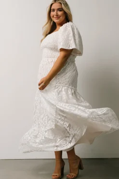 Baltic Born Aspen Smocked Lace Maxi Dress | Off White