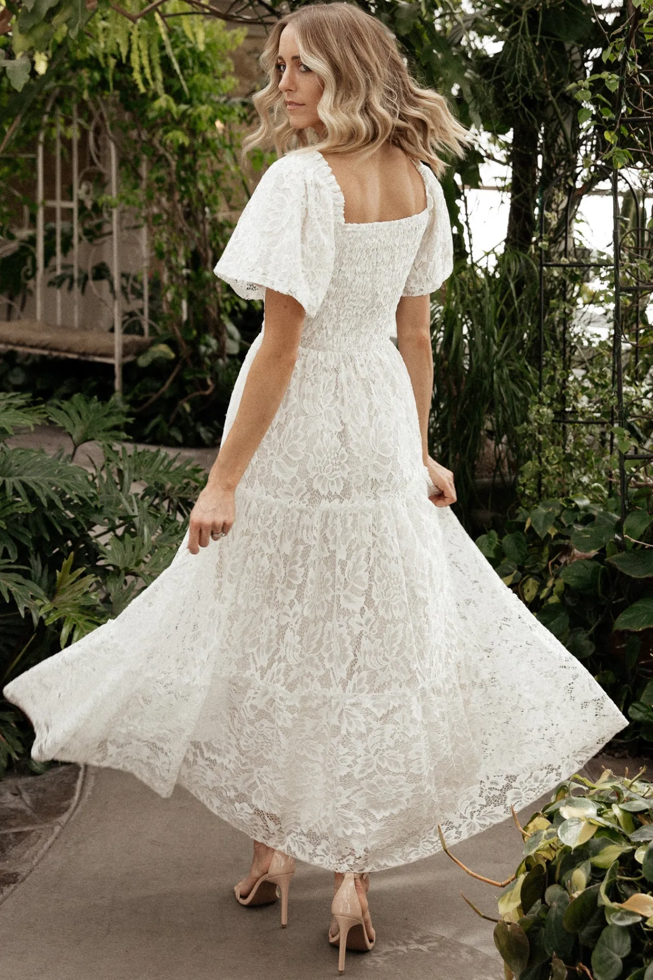 Baltic Born Aspen Smocked Lace Maxi Dress | Off White