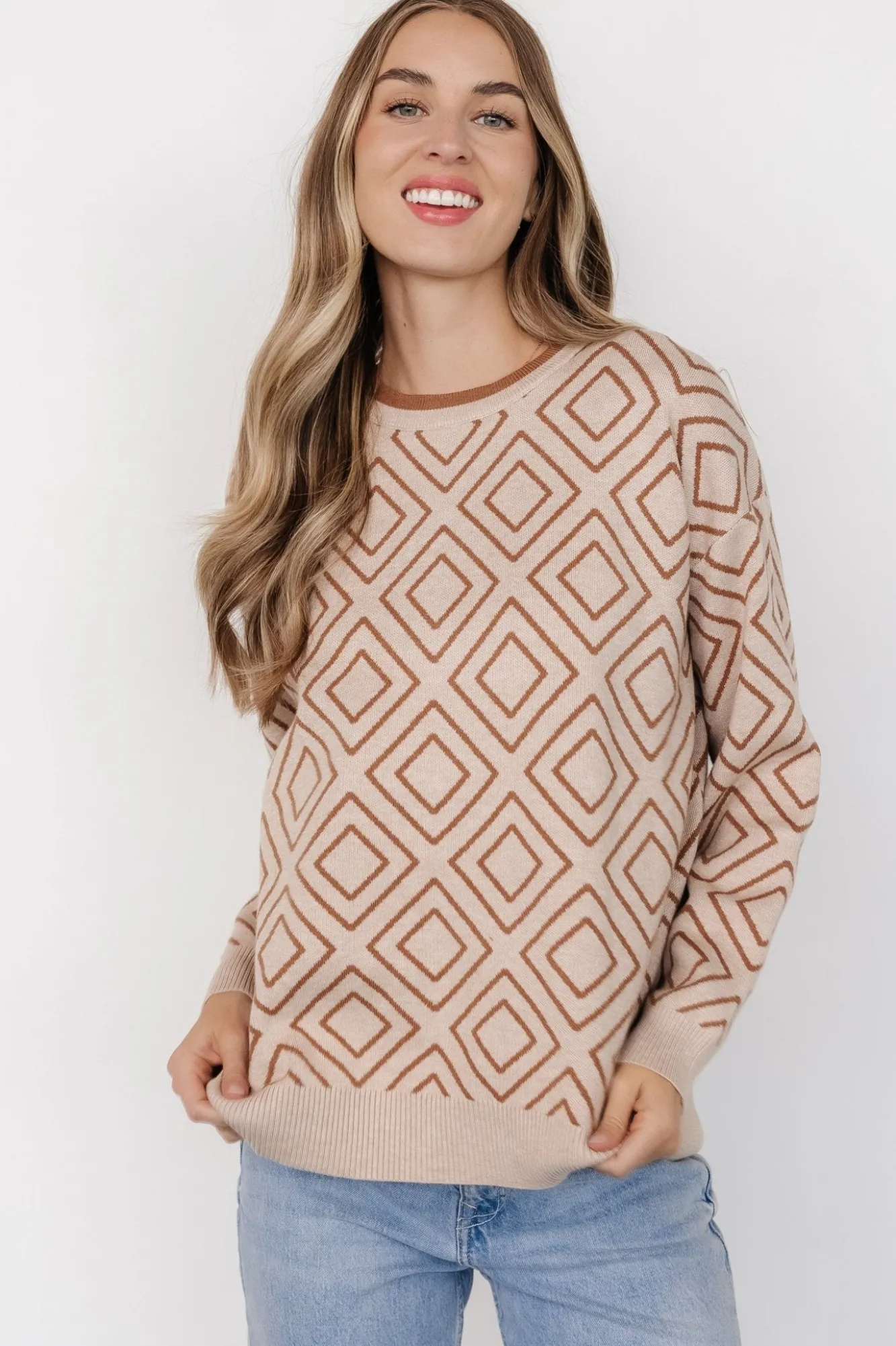 Baltic Born Asther Diamond Sweater | Oatmeal + Camel