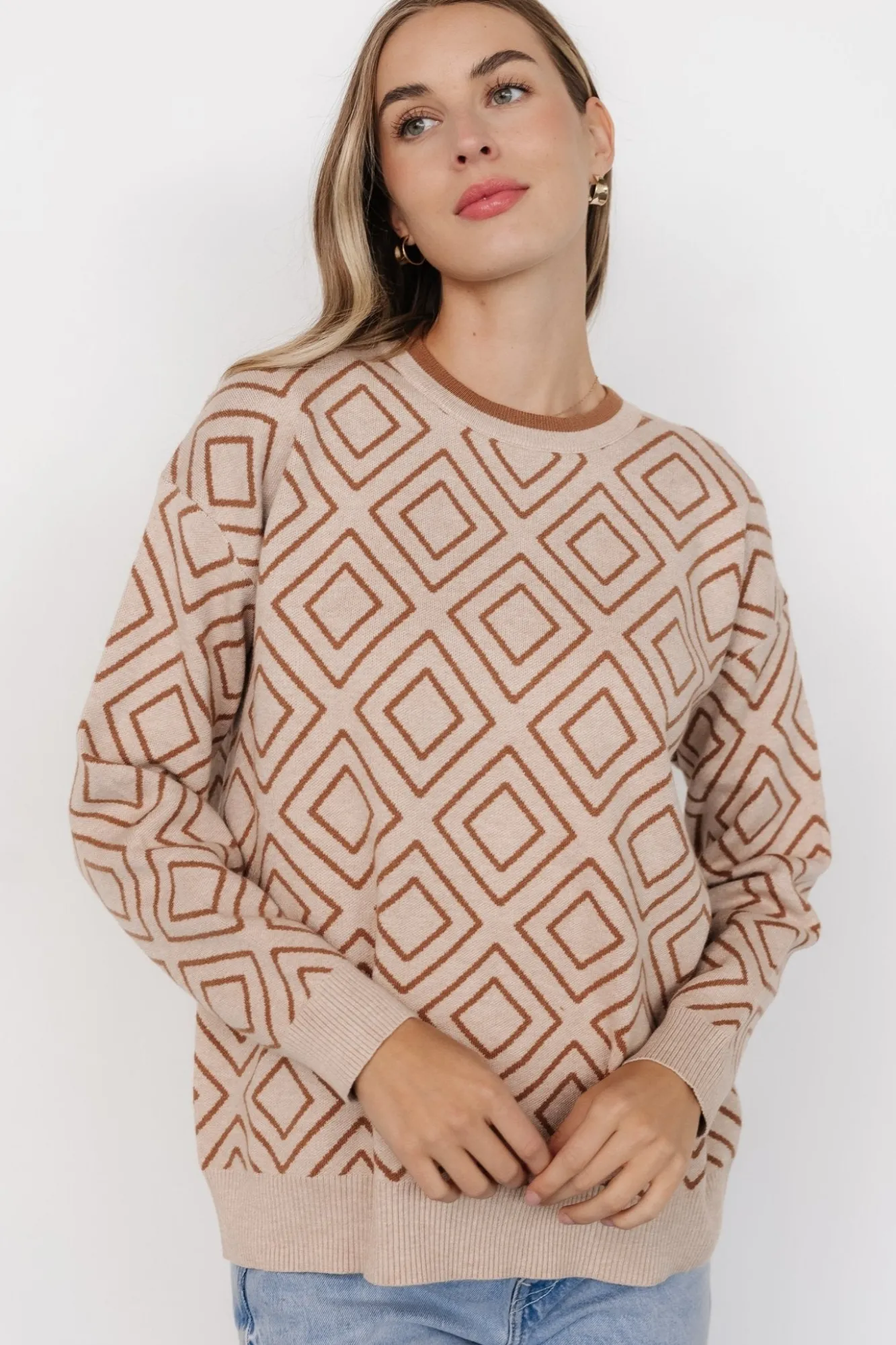 Baltic Born Asther Diamond Sweater | Oatmeal + Camel