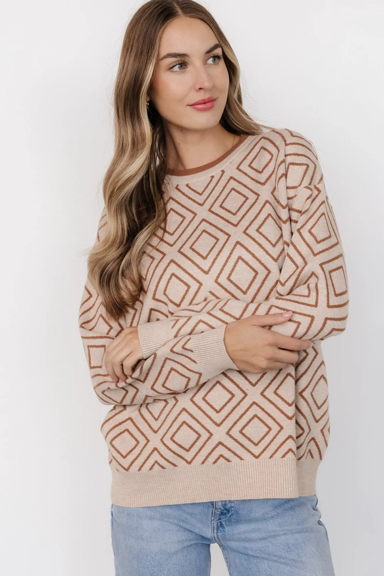 Baltic Born Asther Diamond Sweater | Oatmeal + Camel