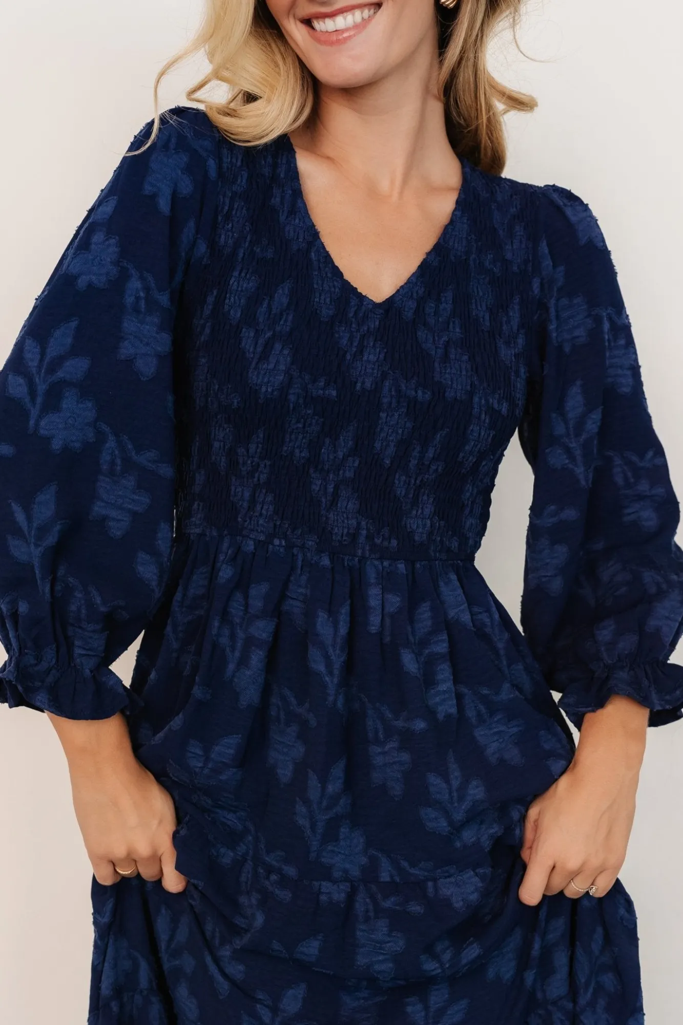 Baltic Born Aubrey Smocked Midi Dress | Navy Floral