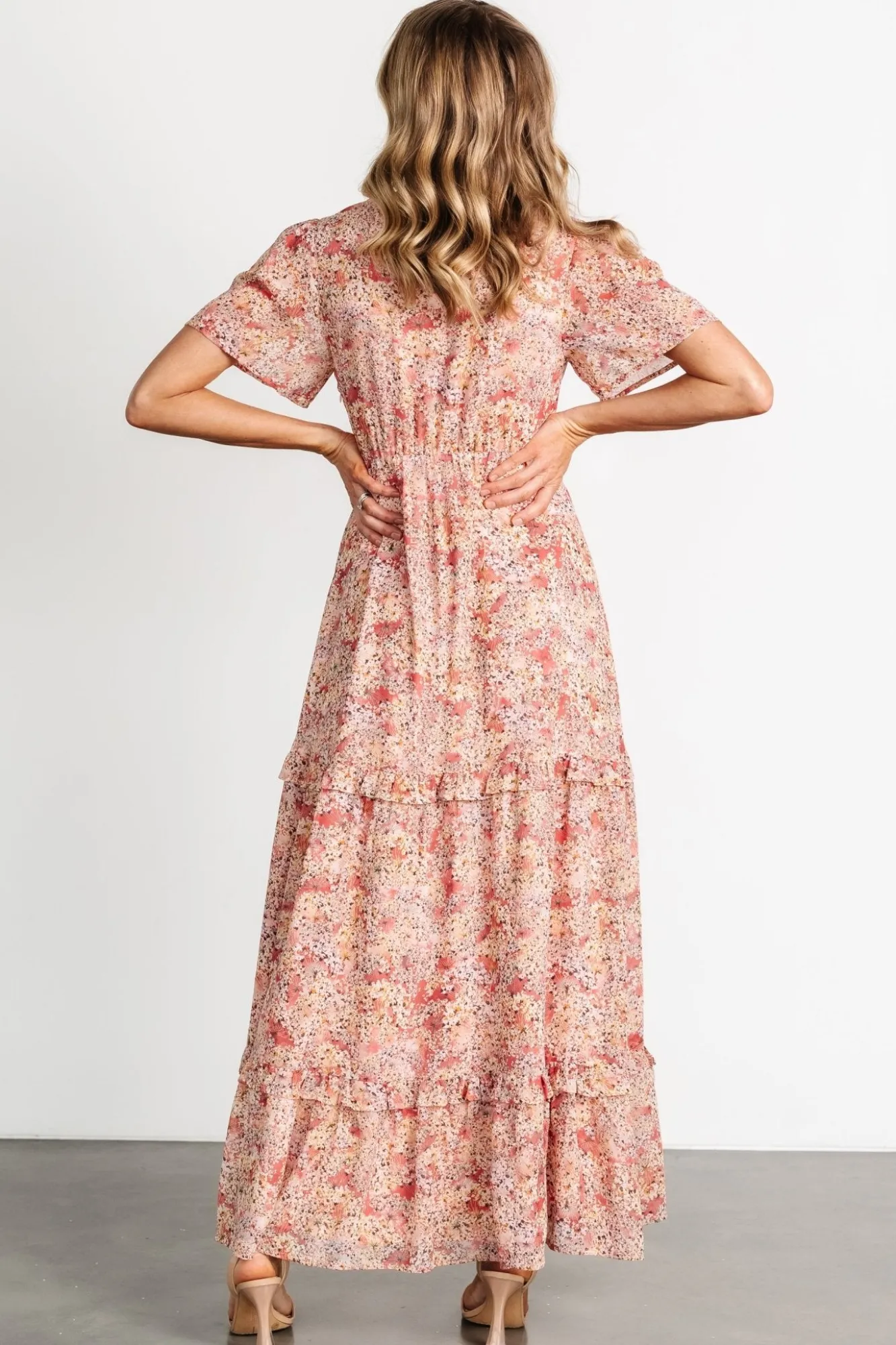Baltic Born Audrey Deep V Maxi Dress | Blush Floral