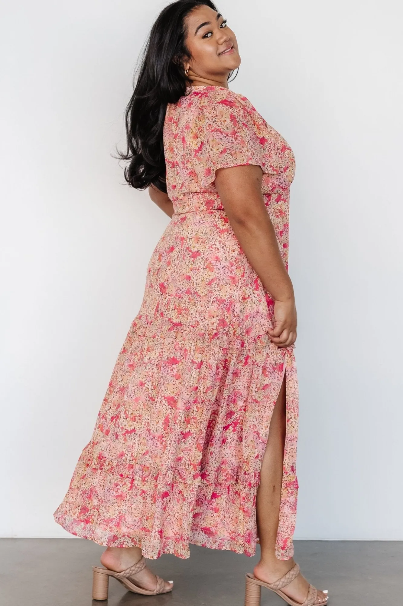 Baltic Born Audrey Deep V Maxi Dress | Blush Floral