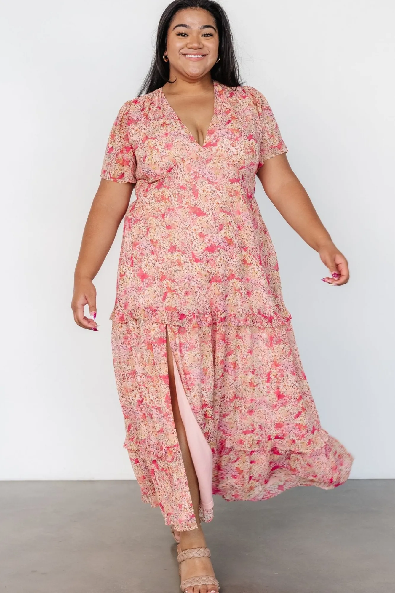 Baltic Born Audrey Deep V Maxi Dress | Blush Floral