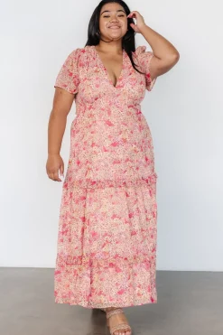 Baltic Born Audrey Deep V Maxi Dress | Blush Floral
