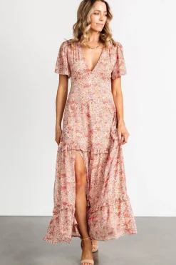 Baltic Born Audrey Deep V Maxi Dress | Blush Floral