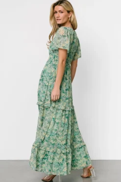 Baltic Born Audrey Deep V Maxi Dress | Green Floral