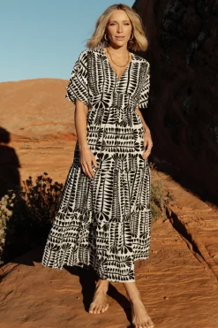 Baltic Born Austin Kimono Dress | Black Print