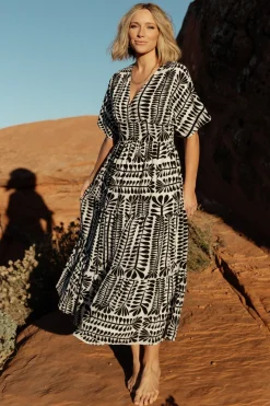 Baltic Born Austin Kimono Dress | Black Print