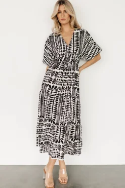 Baltic Born Austin Kimono Dress | Black Print