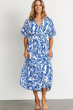 Baltic Born Austin Kimono Dress | Cobalt Print