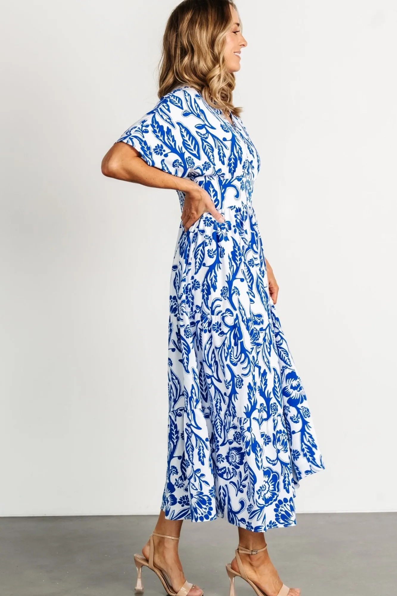 Baltic Born Austin Kimono Dress | Cobalt Print