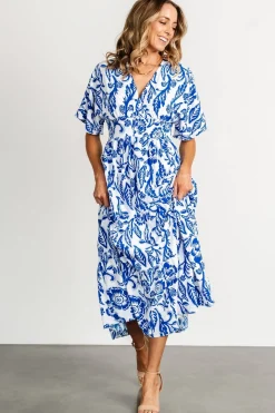 Baltic Born Austin Kimono Dress | Cobalt Print
