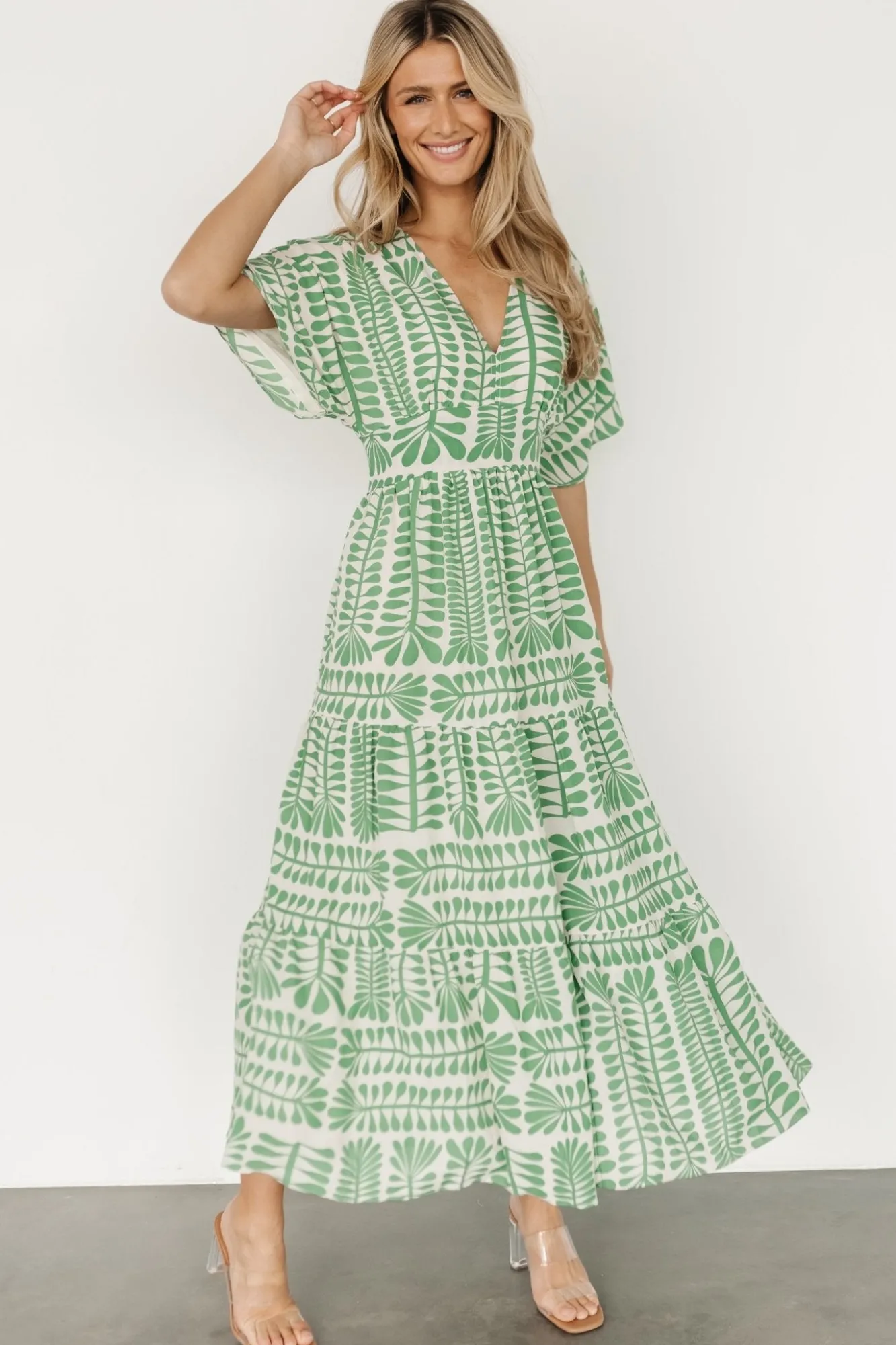 Baltic Born Austin Kimono Dress | Green Print