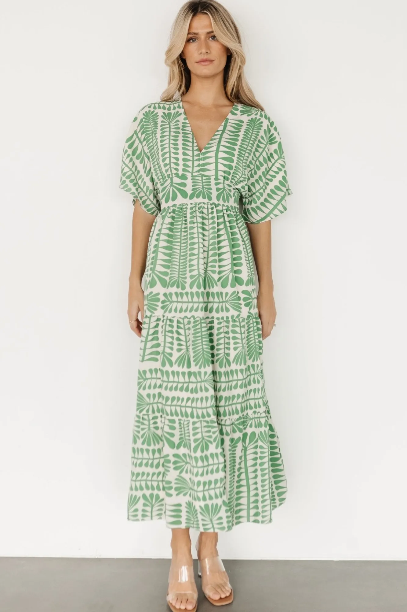 Baltic Born Austin Kimono Dress | Green Print