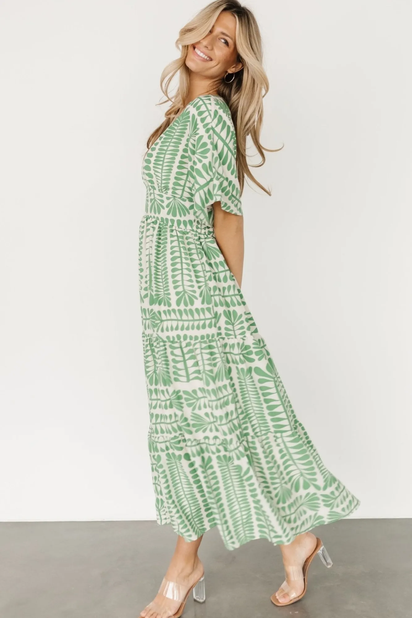 Baltic Born Austin Kimono Dress | Green Print