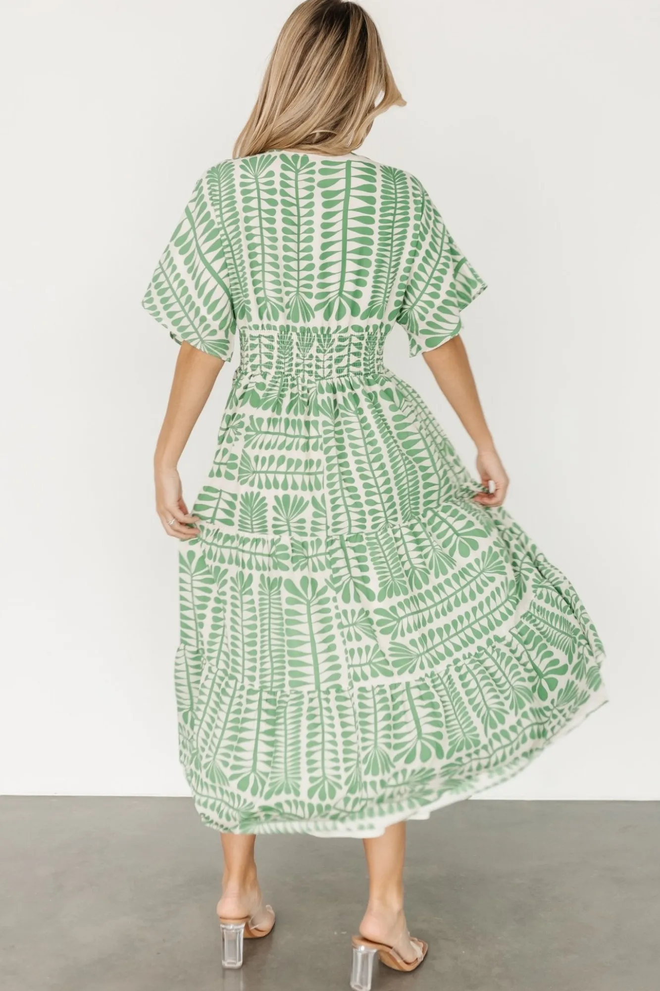 Baltic Born Austin Kimono Dress | Green Print