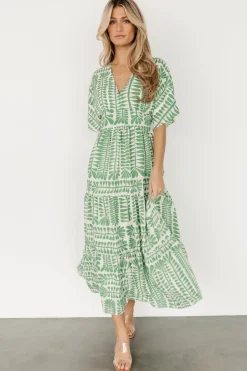 Baltic Born Austin Kimono Dress | Green Print