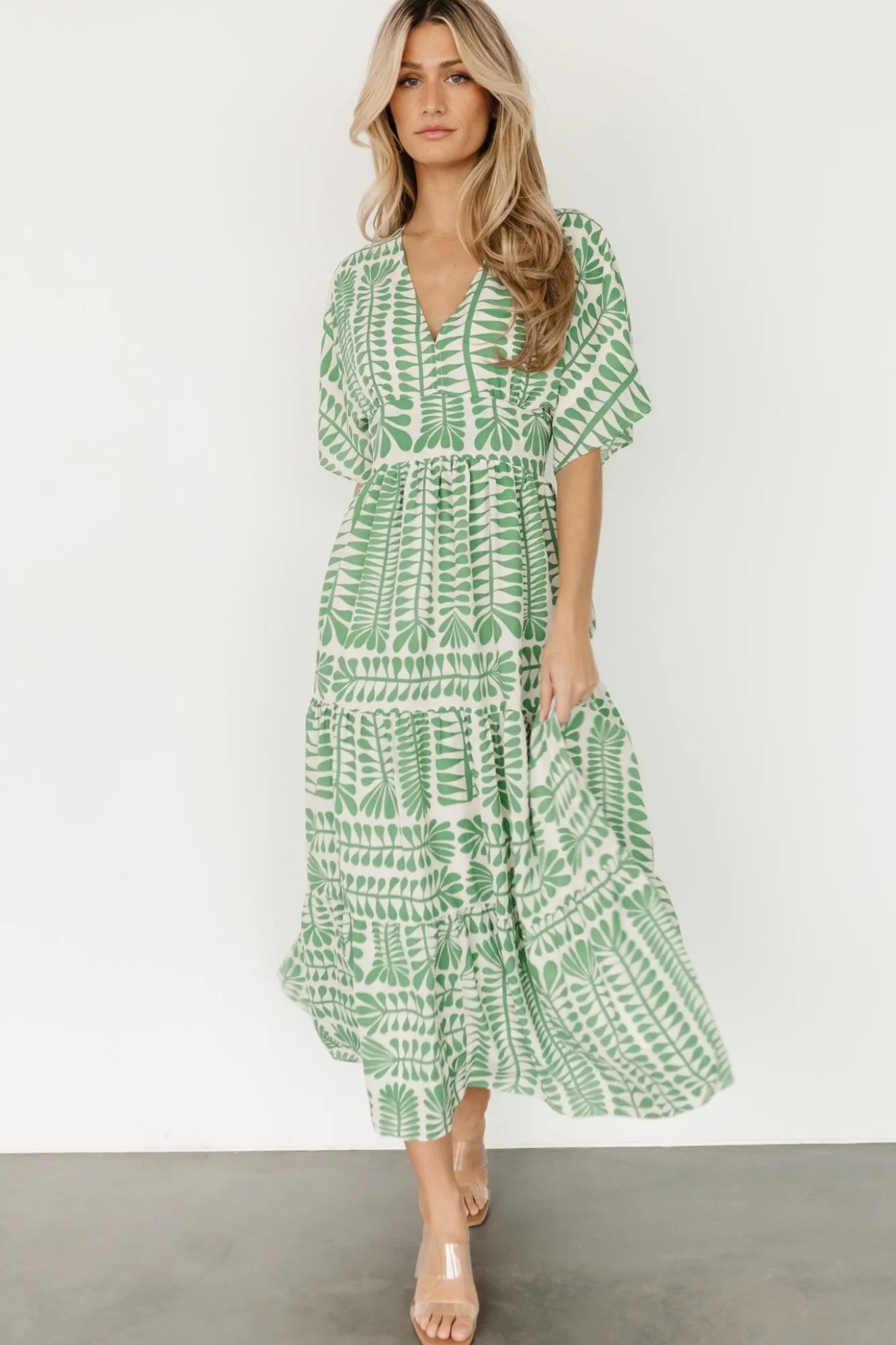Baltic Born Austin Kimono Dress | Green Print