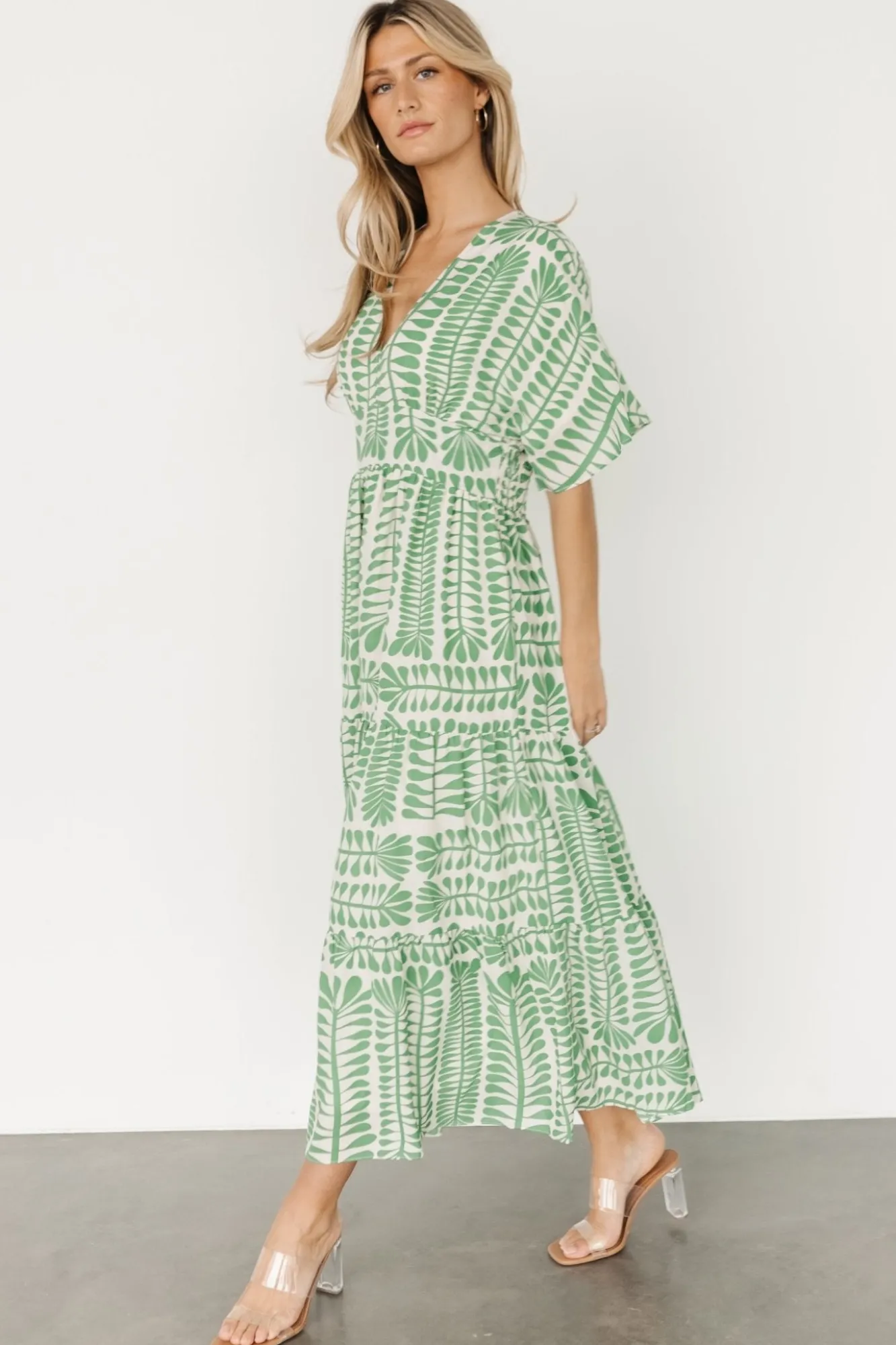 Baltic Born Austin Kimono Dress | Green Print