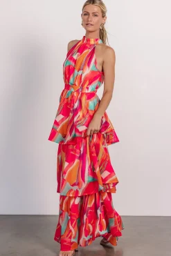 Baltic Born Autumn Halter Maxi Dress | Fuchsia Multi