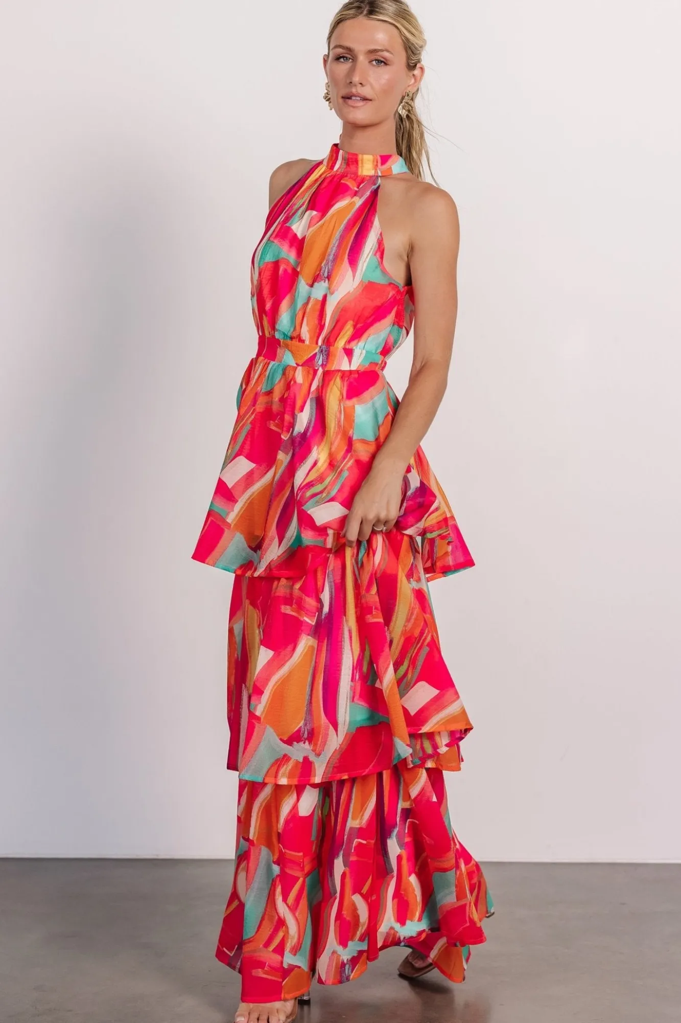 Baltic Born Autumn Halter Maxi Dress | Fuchsia Multi