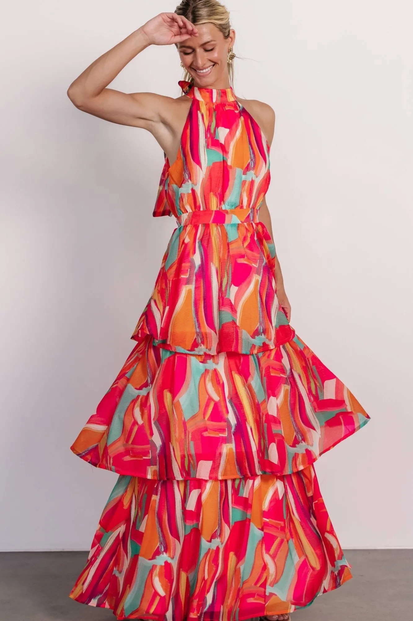 Baltic Born Autumn Halter Maxi Dress | Fuchsia Multi