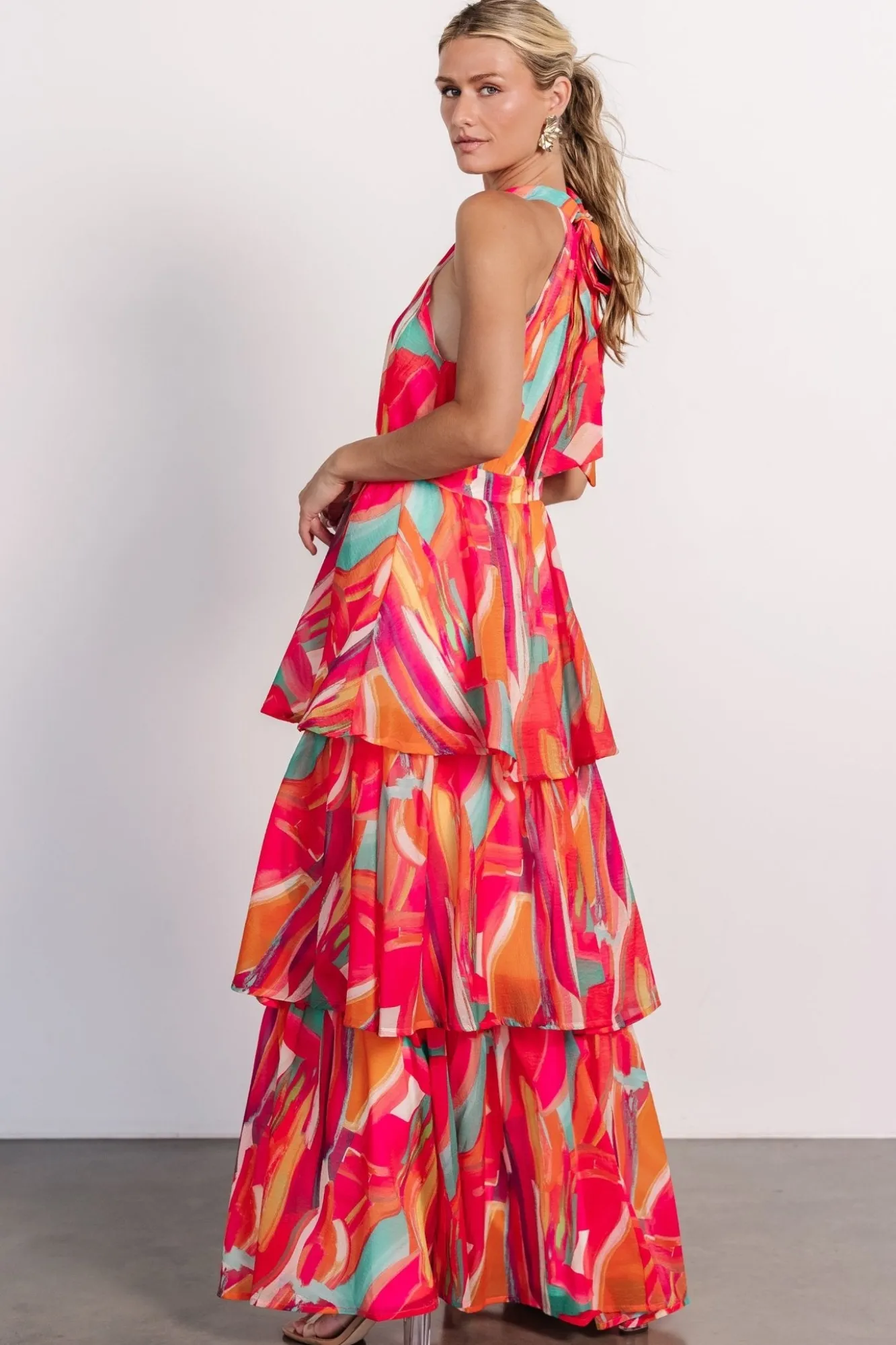 Baltic Born Autumn Halter Maxi Dress | Fuchsia Multi